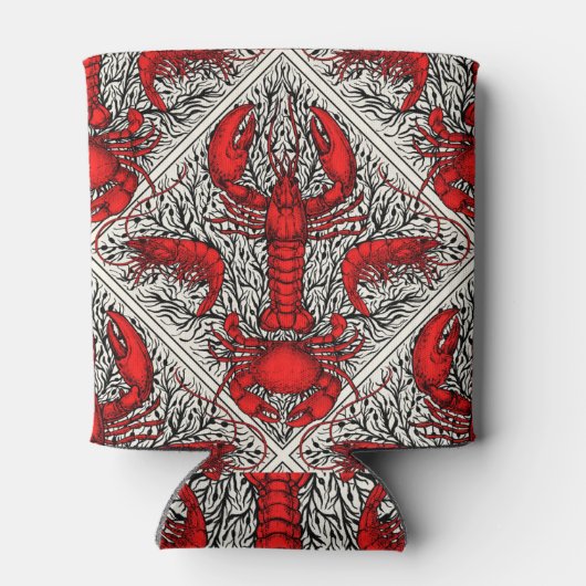 Schaaldieren in rood, zwart en ivoor blikjeskoeler (Achterkant)