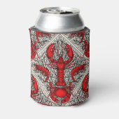 Schaaldieren in rood, zwart en ivoor blikjeskoeler (Blikje Achterkant)