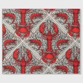 Schaaldieren in rood, zwart en ivoor cadeaupapier (Vlak)