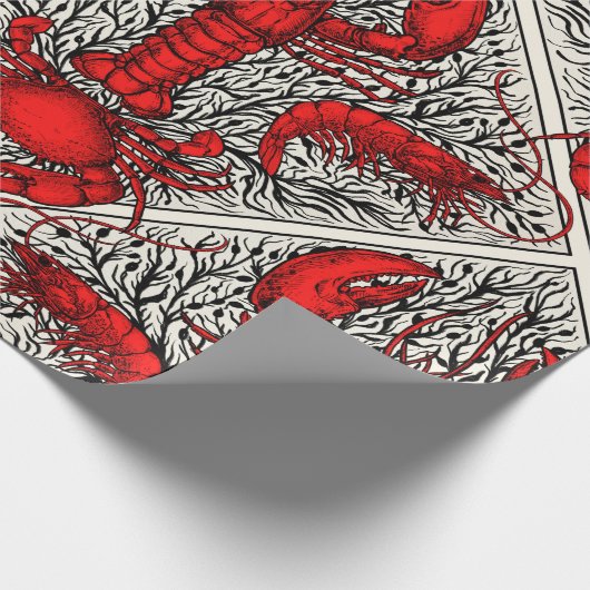 Schaaldieren in rood, zwart en ivoor cadeaupapier (Hoek)