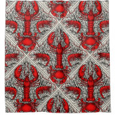 Schaaldieren in rood, zwart en ivoor douchegordijn (Voorkant)