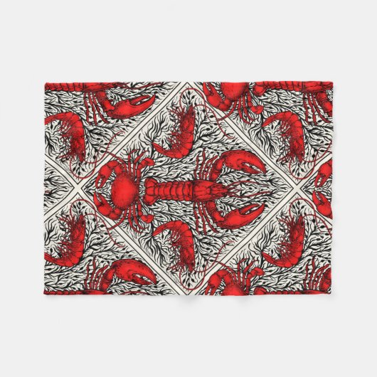 Schaaldieren in rood, zwart en ivoor fleece deken (Voorkant (Horizontaal))