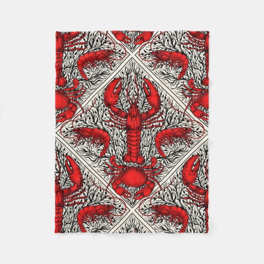 Schaaldieren in rood, zwart en ivoor fleece deken (Voorkant)