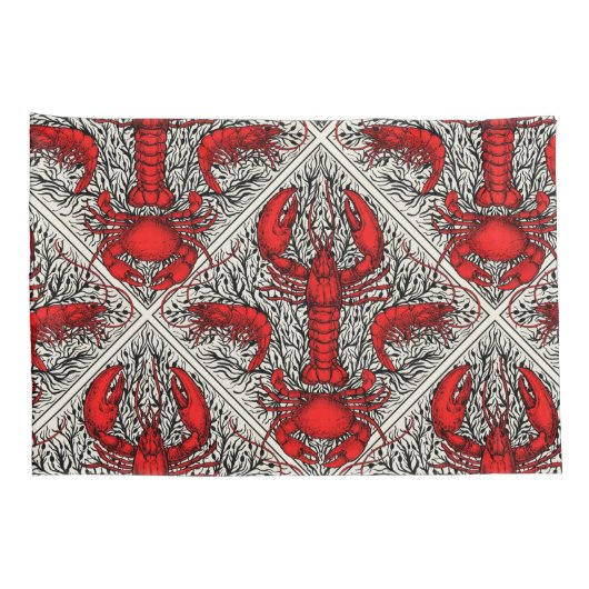 Schaaldieren in rood, zwart en ivoor kussensloop (Achterkant-Rechts)