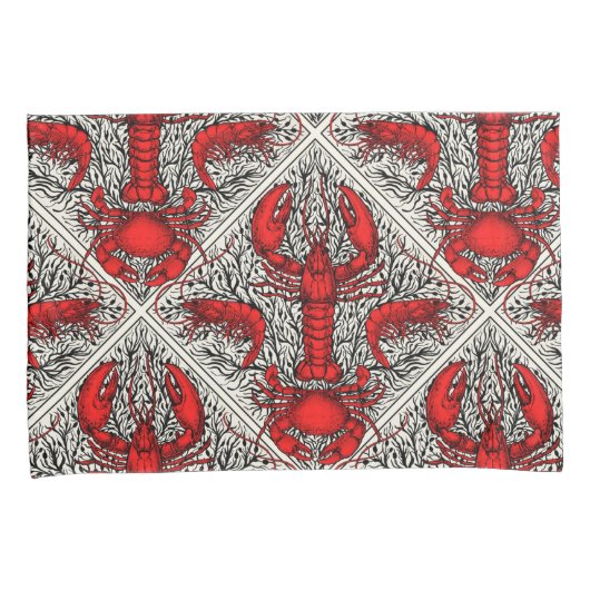 Schaaldieren in rood, zwart en ivoor kussensloop (Voorkant-Rechts)