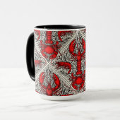 Schaaldieren in rood, zwart en ivoor mok (Voorkant links)