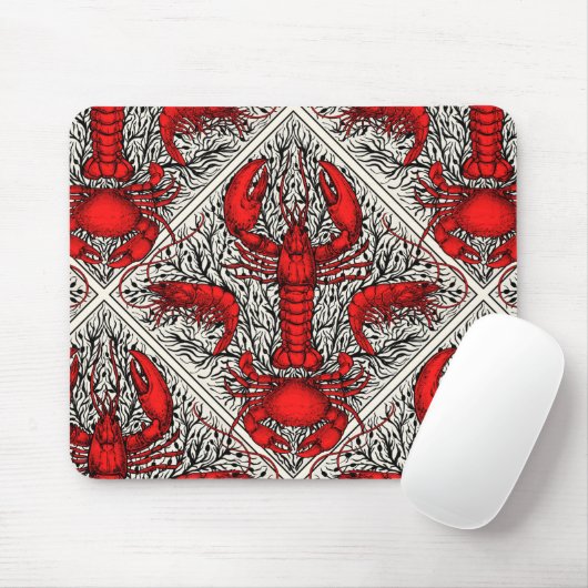 Schaaldieren in rood, zwart en ivoor muismat (Met muis)