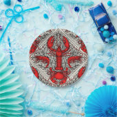 Schaaldieren in rood, zwart en ivoor papieren bordje (Feest)