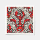 Schaaldieren in rood, zwart en ivoor servet (Voorkant)