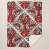 Schaaldieren in rood, zwart en ivoor sherpa deken (Voorkant)