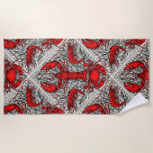 Schaaldieren in rood, zwart en ivoor strandlaken (Voorkant)