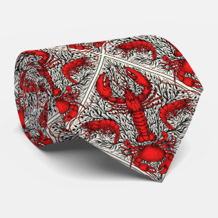 Schaaldieren in rood, zwart en ivoor stropdas