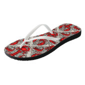 Schaaldieren in rood, zwart en ivoor teenslippers (Schuin)