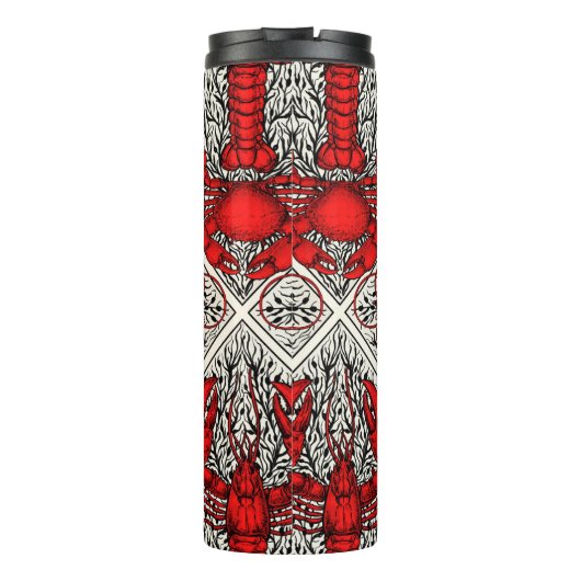 Schaaldieren in rood, zwart en ivoor thermosbeker (Achterkant)