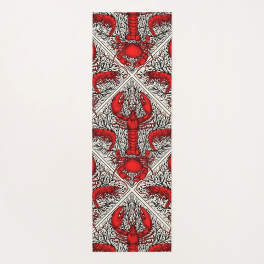 Schaaldieren in rood, zwart en ivoor yogamat (Achterkant)