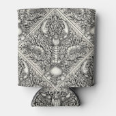 Schaaldieren in zwart en natuurlijk wit blikjeskoeler (Voorkant)