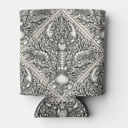 Schaaldieren in zwart en natuurlijk wit blikjeskoeler (Voorkant)