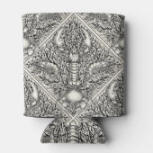 Schaaldieren in zwart en natuurlijk wit blikjeskoeler (Achterkant)