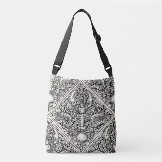 Schaaldieren in zwart en natuurlijk wit crossbody tas (Voorkant)