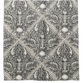 Schaaldieren in zwart en natuurlijk wit douchegordijn (Voorkant)