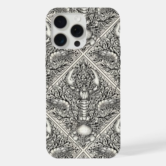 Schaaldieren in zwart en natuurlijk wit iPhone hoesje (Achterkant)