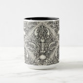 Schaaldieren in zwart en natuurlijk wit mok (Midden)