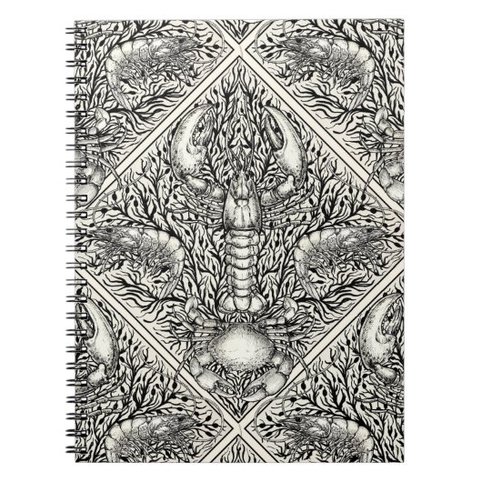 Schaaldieren in zwart en natuurlijk wit notitieboek (Voorkant)