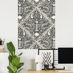 Schaaldieren in zwart en natuurlijk wit poster