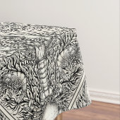 Schaaldieren in zwart en natuurlijk wit tafelkleed (Voorbeeld)