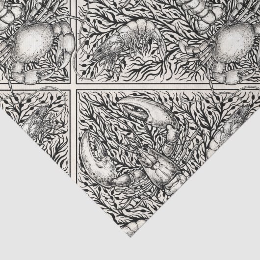 Schaaldieren in zwart en natuurlijk wit tissuepapier (Detail)