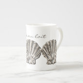 Schaaldop bruin witte vormgeving porselein kop (Voorkant rechts)