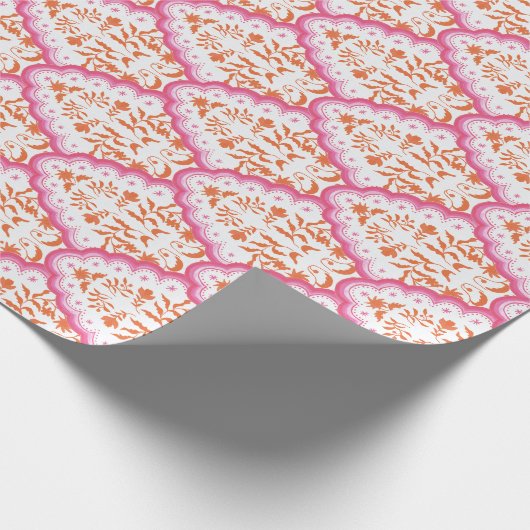 Schaaldop Pink en Oranje omlooppapier Cadeaupapier (Hoek)