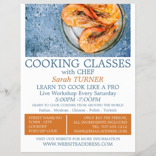 Schaalgarnalen, kookklassen Adverteren Flyer (Voorkant)