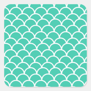 Schaalpatroon Aqua Blue Fish Vierkante Sticker