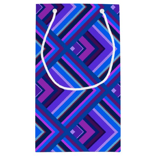 Schaalpatroon met blauwe en paarse strepen klein cadeauzakje (Achterkant)