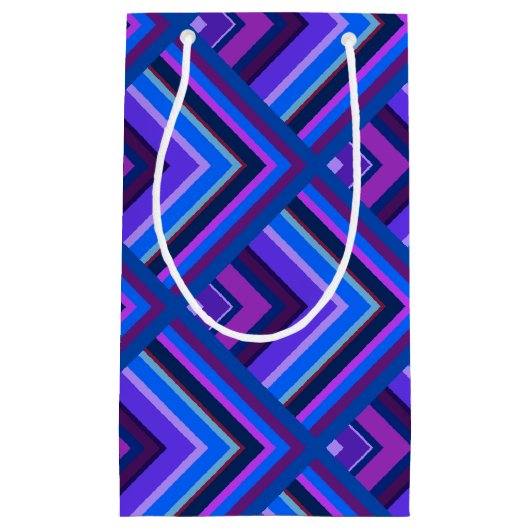 Schaalpatroon met blauwe en paarse strepen klein cadeauzakje (Voorkant)