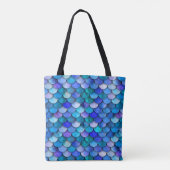 Schaalpatroon met blauwe en paarse zeemeermin tote bag (Achterkant)