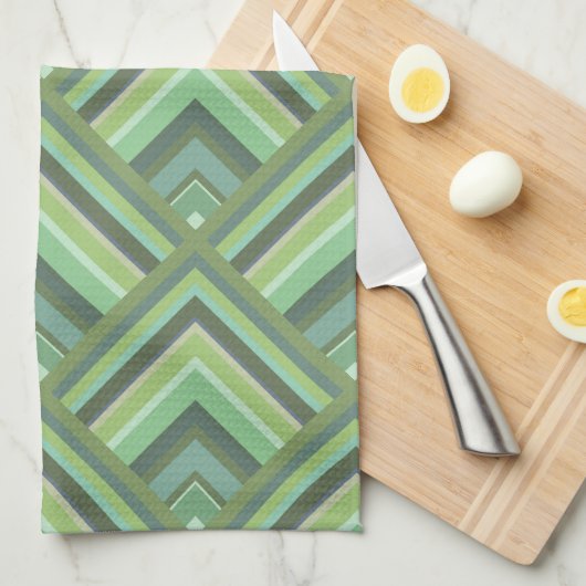 Schaalpatroon van olijfgroene strepen theedoek (Quarter Fold)
