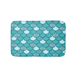 Schaalpatroon van turkooizen met glittereffect badmat