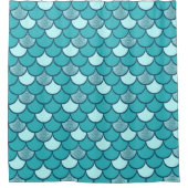 Schaalpatroon van turkooizen met glittereffect douchegordijn (Voorkant)