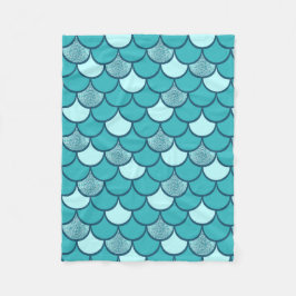 Schaalpatroon van turkooizen met glittereffect fleece deken