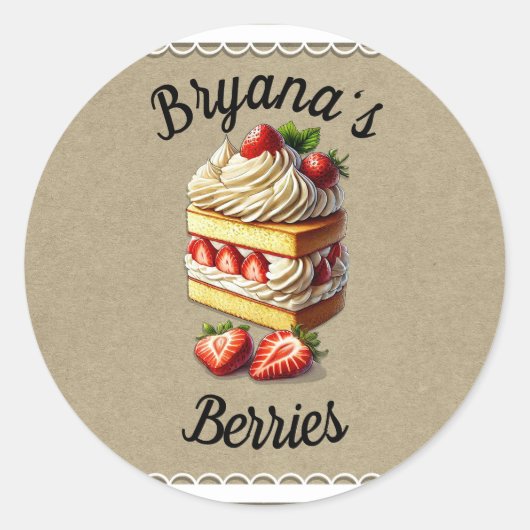 Schaaltje Aardbeien van Aardbei Shortcake Ronde Sticker (Voorkant)