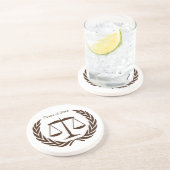 Schaaltjes van justitie en laurierbladeren zandsteen onderzetter (Zijkant)