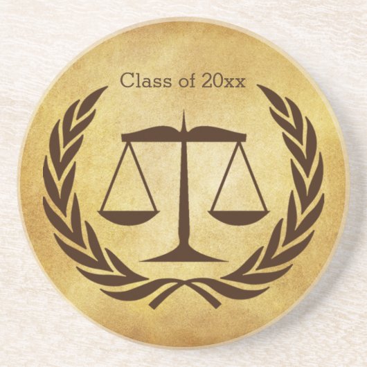 Schaaltjes van justitie en laurierbladeren zandsteen onderzetter (Voorkant)