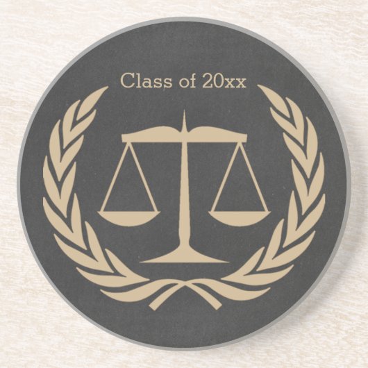 Schaaltjes van justitie en laurierbladeren zandsteen onderzetter (Voorkant)