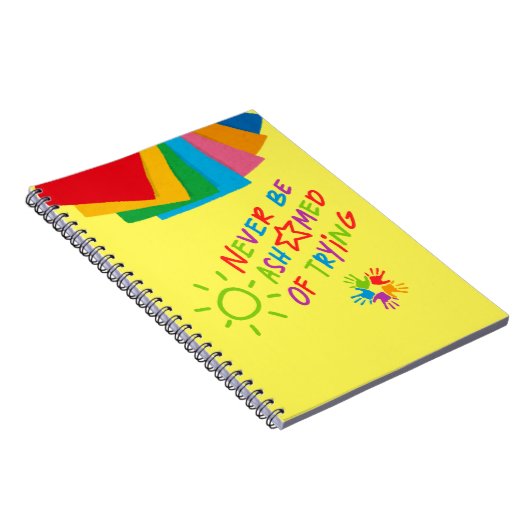 "Schaam je nooit om te proberen" Motivatie Notitieboek (Rechterzijde)