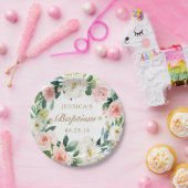 Schaamrood Bloemen Doop Papieren Bord (Feest)