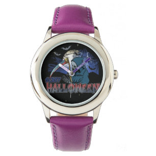 Schaamskelet in de Scary Dark Night Halloween Horloge