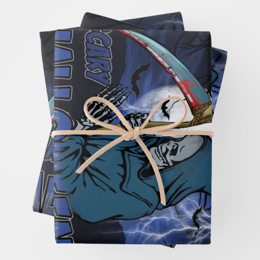 Schaamskelet in de Scary Dark Night Halloween Inpakpapier Vel (In situ)