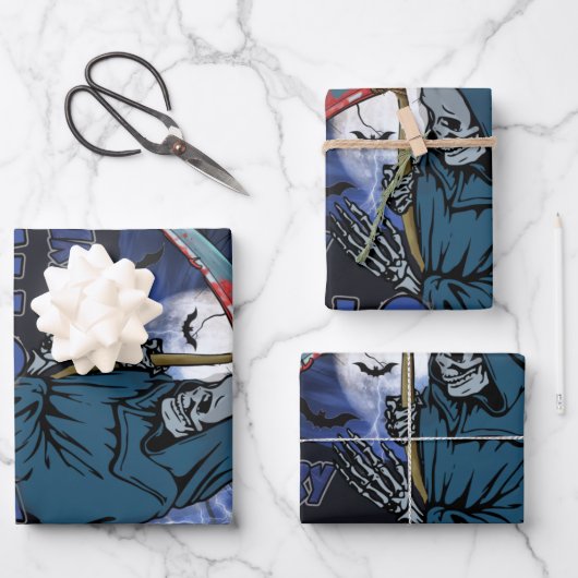 Schaamskelet in de Scary Dark Night Halloween Inpakpapier Vel (Voorkant)